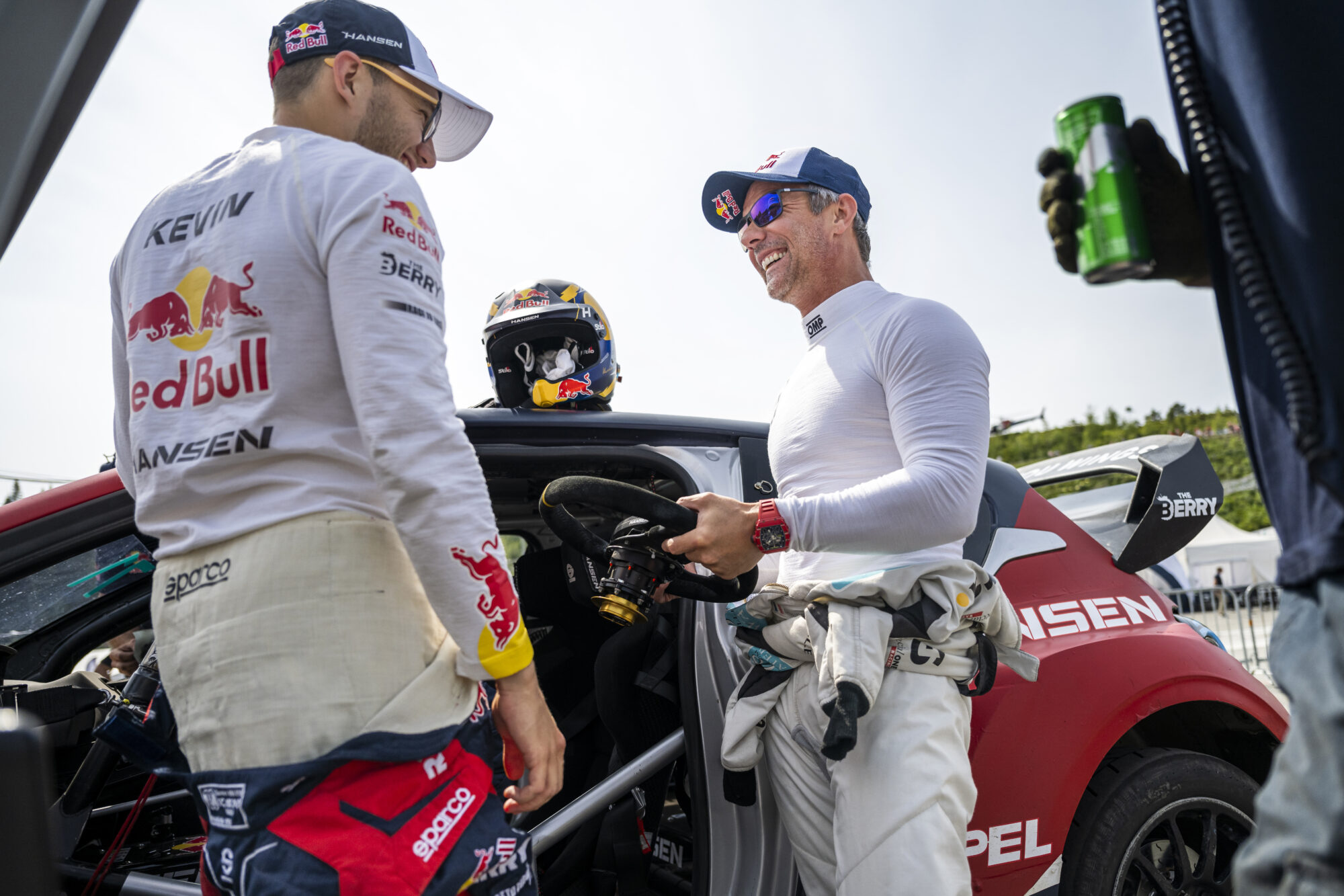 Kevin Hansen (SWE) of the Hansen World RX Team and Sebastien Loeb (FRA) of the Special ONE Racing Team seen during the second stage of the FIA World Rallycross Championship in Hell, Norway on June 18, 2023. // Joerg Mitter / Red Bull Content Pool // SI202306180693 // Usage for editorial use only //